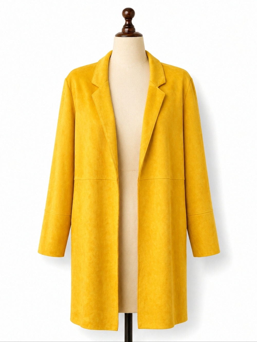 Zara Women's Yellow Faux Suede Open Front Duster Cardigan Jacket Sz M Trench